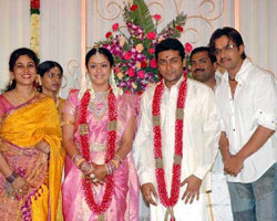 Arjun and his wife with Surya and Jyothika Arjun and his wife with Surya and Jyothika