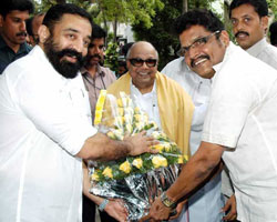 Kamal, Karunanidhi and KS Ravikumar Kamal, Karunanidhi and KS Ravikumar