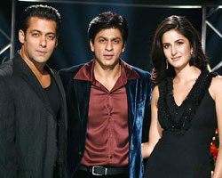 Shahrukh Khan with Salman Khan and Katrina Kaif Shahrukh Khan with Salman Khan and Katrina Kaif