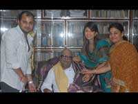 Karunanidhi with Rambha and family Karunanidhi with Rambha and family