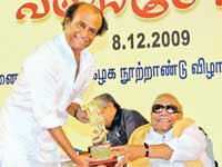 Rajini with Karunanidhi Rajini with Karunanidhi