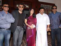 Bharatwaj with Ajith Shalini Saran and Prabhu Bharatwaj with Ajith Shalini Saran and Prabhu
