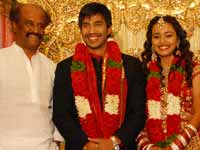 Rajini at Actor Vishnu Marriage Rajini at Actor Vishnu Marriage