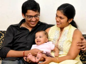 Srija with husband Shirish Bharadwaj and kid Srija with husband Shirish Bharadwaj and kid