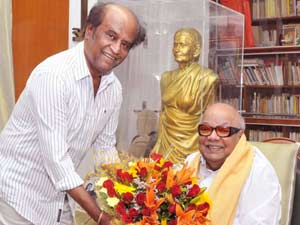 Rajini and Karunanidhi Rajini and Karunanidhi