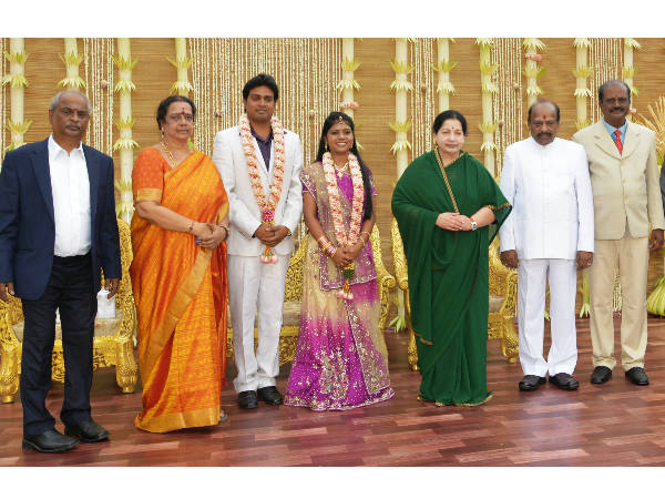 Jayalalithaa wishes producer Nachiyappan son's marriage reception Jayalalithaa wishes producer Nachiyappan son's marriage reception
