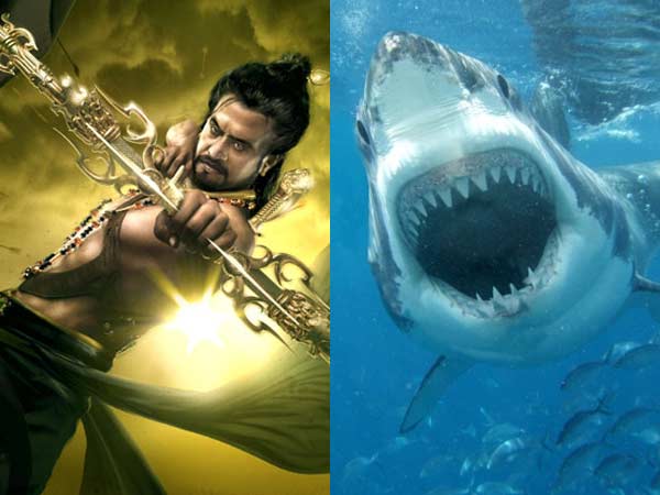 Rajini fights with giant shark in Kochadaiyaan Rajini fights with giant shark in Kochadaiyaan
