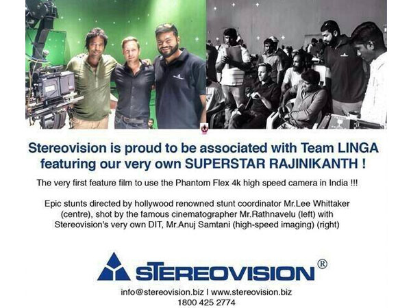 Lingaa gets Phantom Flex 4K for the first time in India Lingaa gets Phantom Flex 4K for the first time in India