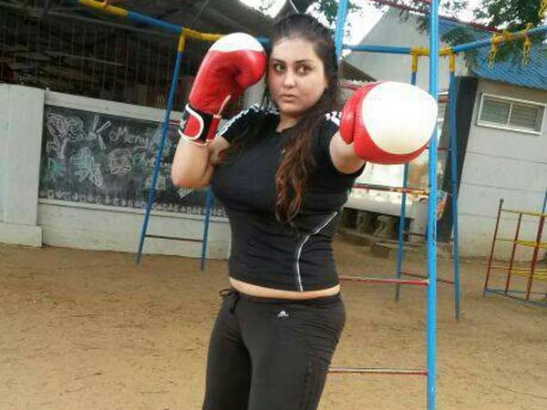 Namitha's boxing practice Namitha's boxing practice