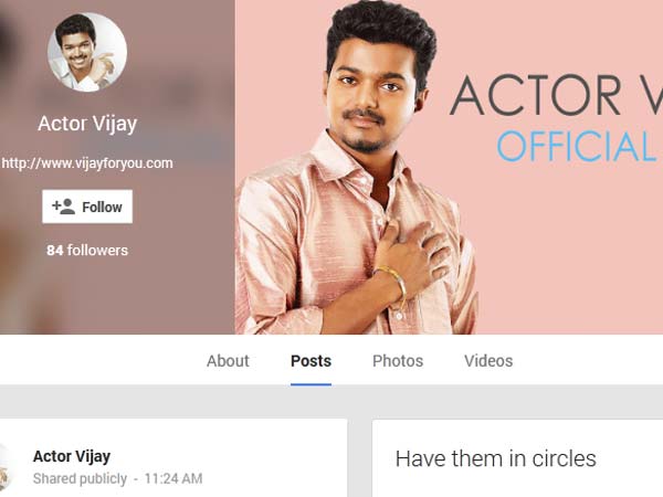 Actor Vijay on Google Plus Actor Vijay on Google Plus