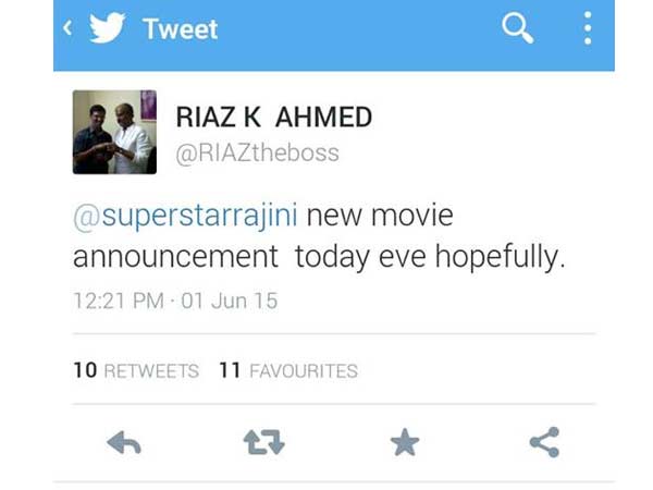 Rajini's new movie announcement today? Rajini's new movie announcement today?