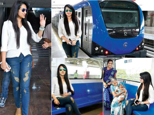 Last Friday Trisha Travelled On Metro Train Last Friday Trisha Travelled On Metro Train