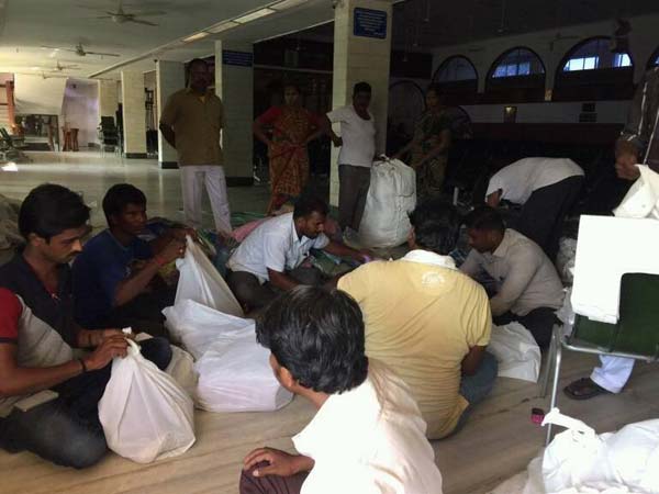Rajini continues flood relief material distribution Rajini continues flood relief material distribution
