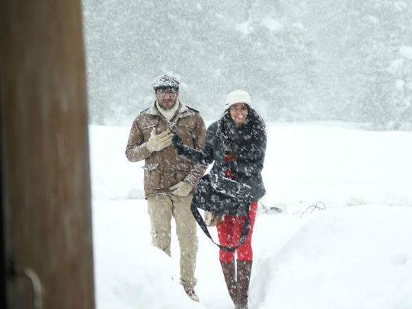 Saalai movie shooting at Kashmir snow fall Saalai movie shooting at Kashmir snow fall