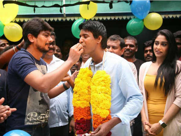 Soori celebrates birthday with Udhayanidhi Stalin Soori celebrates birthday with Udhayanidhi Stalin