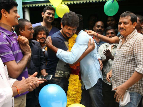 Soori celebrates birthday with Udhayanidhi Stalin Soori celebrates birthday with Udhayanidhi Stalin