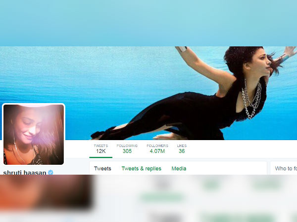 Shruti Haasan's twitter dp and cover photo is colourful Shruti Haasan's twitter dp and cover photo is colourful