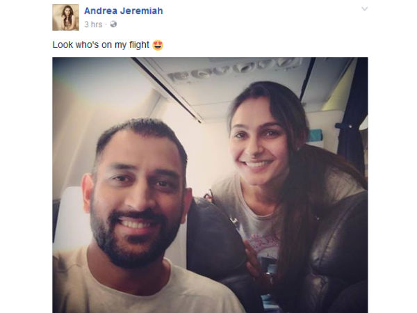 When Andrea meets MS Dhoni on flight When Andrea meets MS Dhoni on flight