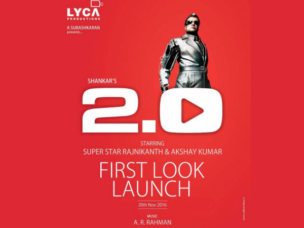 Rajini's 2.O first look on Nov 20th Rajini's 2.O first look on Nov 20th