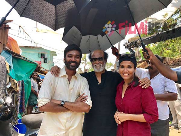 Rajini visits Dhanush's VIP 2 sets Rajini visits Dhanush's VIP 2 sets
