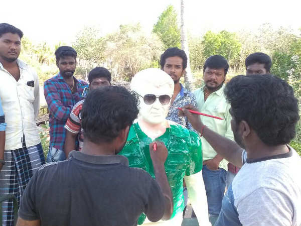 Kumbakonam fans construct a statue for Ajith Kumbakonam fans construct a statue for Ajith