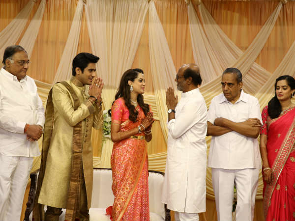 Rajinikanth attends AVM family marriage Rajinikanth attends AVM family marriage