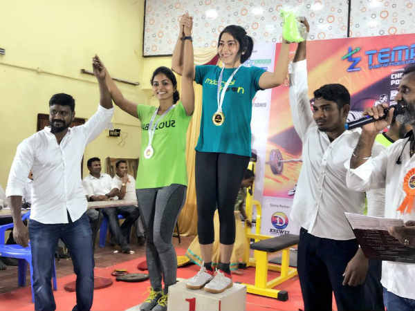 VJ Ramya wins double gold in Power lifting VJ Ramya wins double gold in Power lifting