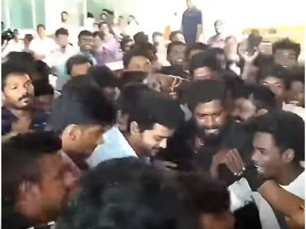Actor Vijay surrounded by fans at Sarkar shooting! Actor Vijay surrounded by fans at Sarkar shooting!