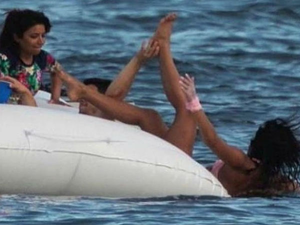 Nick Jonas pushes wife into water on her Bday Nick Jonas pushes wife into water on her Bday