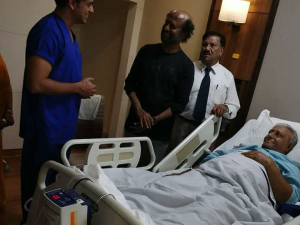 Rajinikanth met Sathyanarayana Rao in Bangalore Hospital Rajinikanth met Sathyanarayana Rao in Bangalore Hospital