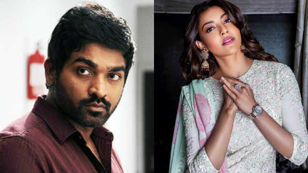 Actor Vijay Sethupathi joins with Kajal Aggarwal Actor Vijay Sethupathi joins with Kajal Aggarwal
