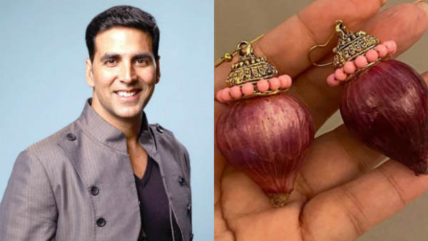 Actor Akshay Kumar gifts a pair of onion earrings to his wife Twinkle Khanna Actor Akshay Kumar gifts a pair of onion earrings to his wife Twinkle Khanna