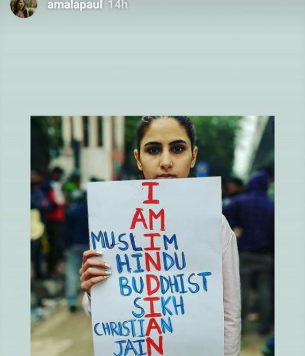 Im Indian, says Amala pauls post against CAA Im Indian, says Amala pauls post against CAA