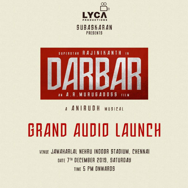 Darbar Audio Launch date announced Darbar Audio Launch date announced