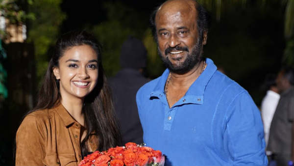 Keerthy suresh gets a sweet welcome form rajini Keerthy suresh gets a sweet welcome form rajini