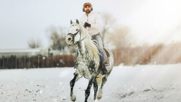 Arunvijay riding a horse in Kazakhstan Arunvijay riding a horse in Kazakhstan