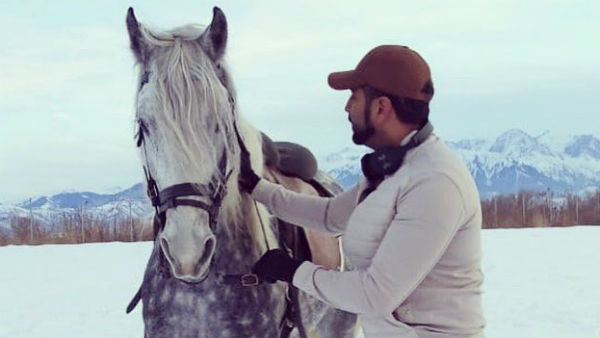 Arunvijay riding a horse in Kazakhstan Arunvijay riding a horse in Kazakhstan