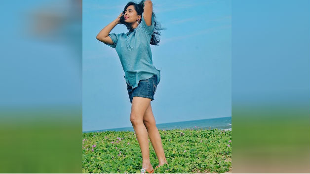 Srushti dange looking hot in blue dress Srushti dange looking hot in blue dress