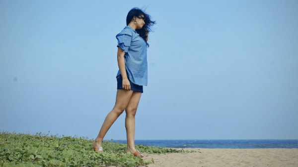 Srushti dange with blue dress Srushti dange with blue dress