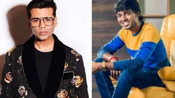 Bollywood actor Karan Johar congratulates Atlee for the Andhaghaaram trailer Bollywood actor Karan Johar congratulates Atlee for the Andhaghaaram trailer