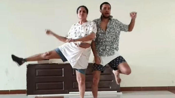 நடிகை பிரகதி மகனுடன் குத்தாட்டம் ...