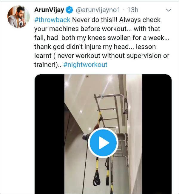 Actor Arunvijay shared a throwback video Actor Arunvijay shared a throwback video