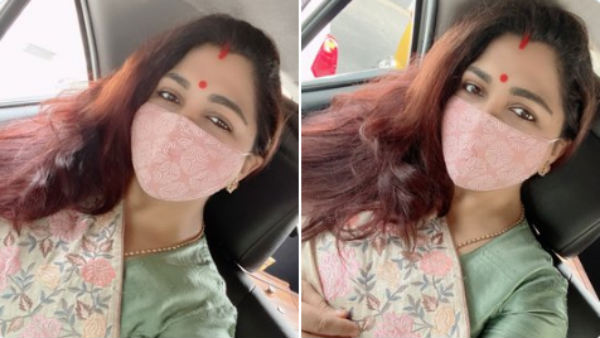 Khushbu wears Mask matching to her saree: Photo goes viral Khushbu wears Mask matching to her saree: Photo goes viral