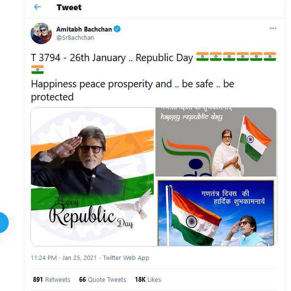 அமிதாப் பச்சன் வாழ்த்து