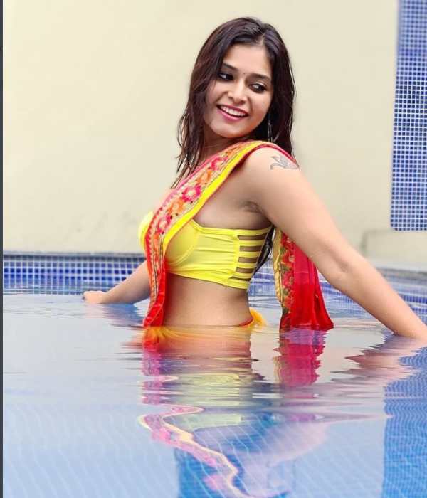 Actress Dharsha Gupta swimming pool photoshoot Actress Dharsha Gupta swimming pool photoshoot