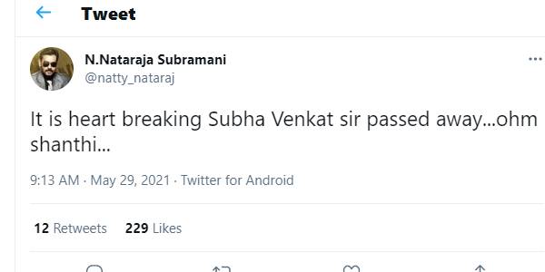 நட்டி நடராஜ் இரங்கல்