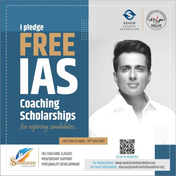 Sonu Sood Charity Foundation To Provide Free IAS Coaching Scholarships Sonu Sood Charity Foundation To Provide Free IAS Coaching Scholarships