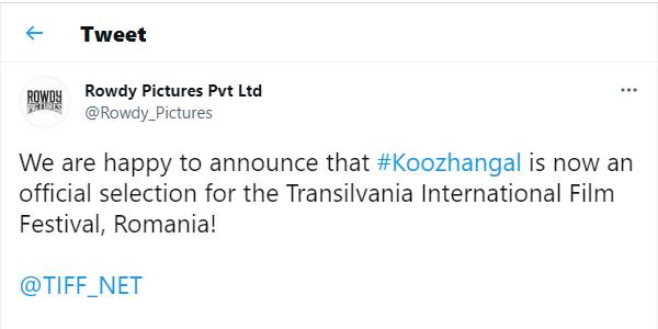 Tomorrow Koozhangal to screened in Transilvania International film festival Tomorrow Koozhangal to screened in Transilvania International film festival