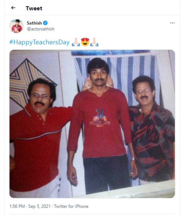 Netizens troll Sathishs through back photo with Crazy Mohan Netizens troll Sathishs through back photo with Crazy Mohan