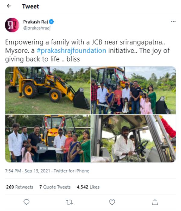 பிரகாஷ் ராஜுக்கு ரசிகர்கள் வாழ்த்து